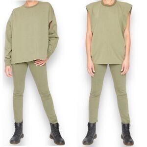 SANDRINE ROSE Sweatshirt Size Small Green Deconstructed Multi Wear Vintage NWT